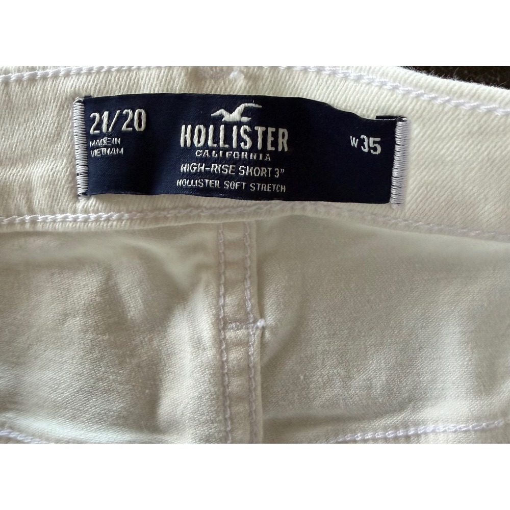 Hollister High Rise Short 3" White Distressed Denim Shorts Size 21/20 W35 - Picture 3 of 7